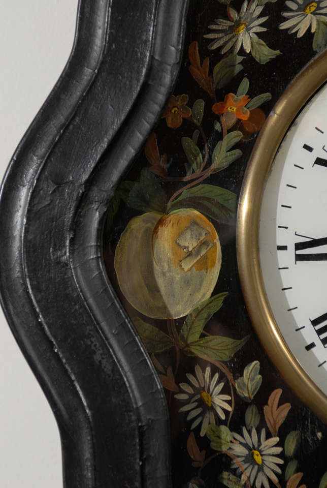 Oeil de Boeuf (Eye of the Bull) Painted Clock with Birds, Fruit, and Flowers 1