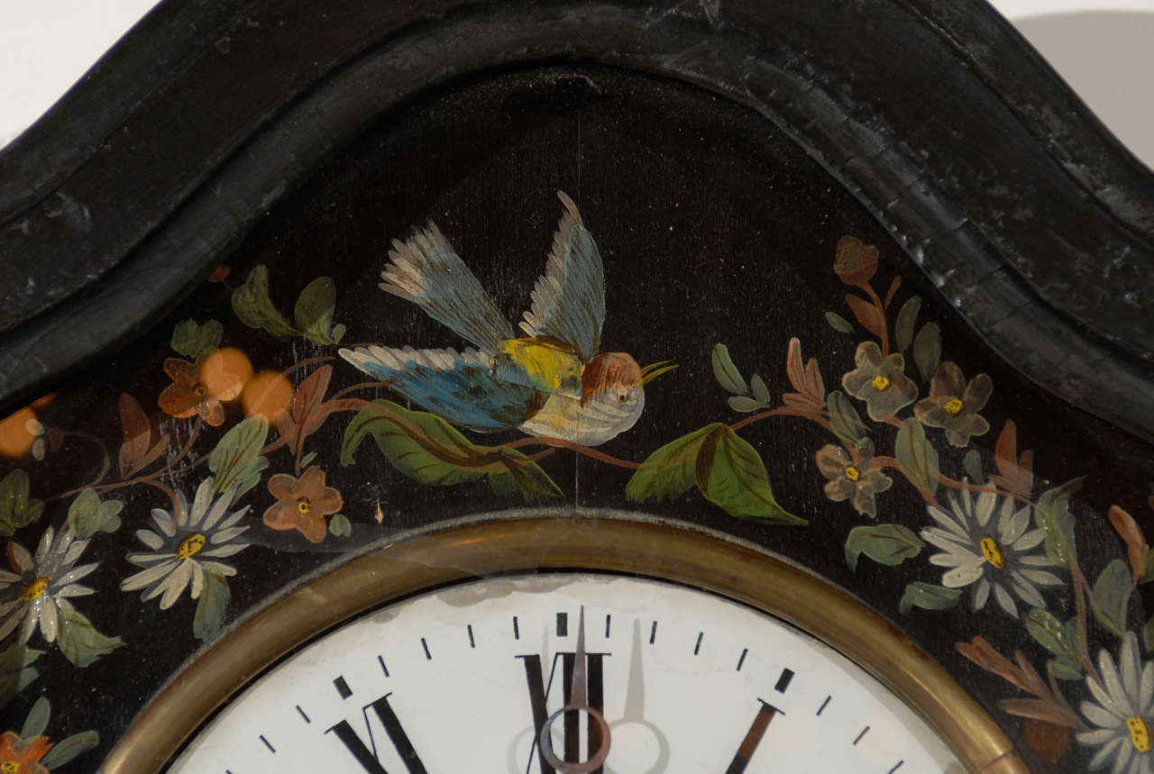 Oeil de Boeuf (Eye of the Bull) Painted Clock with Birds, Fruit, and Flowers 2