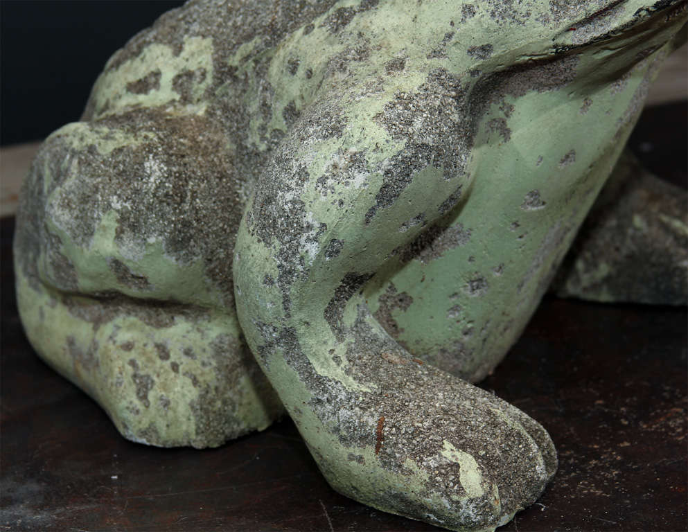 Pair of Jumbo Concrete Garden Frogs In Distressed Condition In Seattle, WA