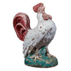Cast Concrete Painted Rooster