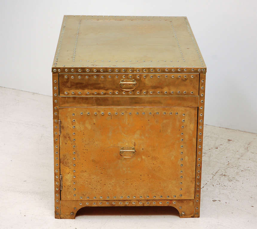 Brass Chest of Drawers by Sarreid that can be used as a side table or a night stand. 
