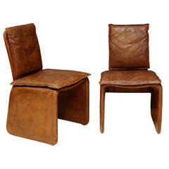 Set of 4 Leather Italian Dinning Chairs