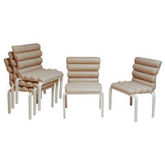 Set of 5 Cream Leather Chairs