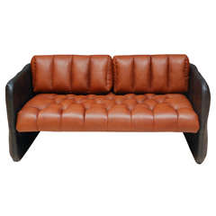 Swedish Tufted Leather Loveseat