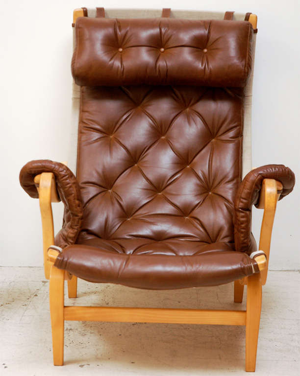 Rare Bruno Mathsson Pernilla Leather Arm Chairs