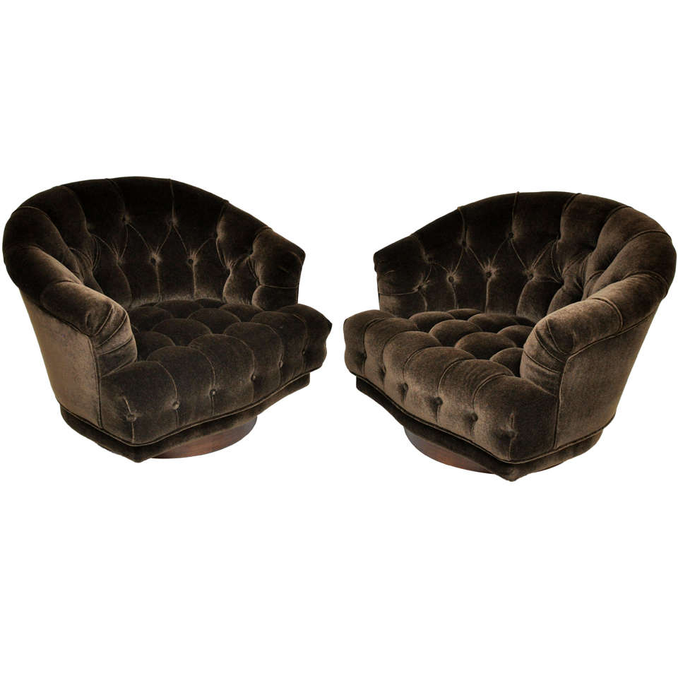 Dunbar Tufted Swivel Lounge Chairs - Edward Wormley