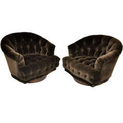 Dunbar Tufted Swivel Lounge Chairs - Edward Wormley