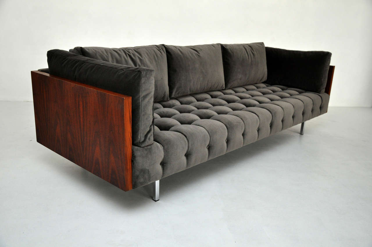 Mid-Century Modern Milo Baughman Walnut Case Sofa