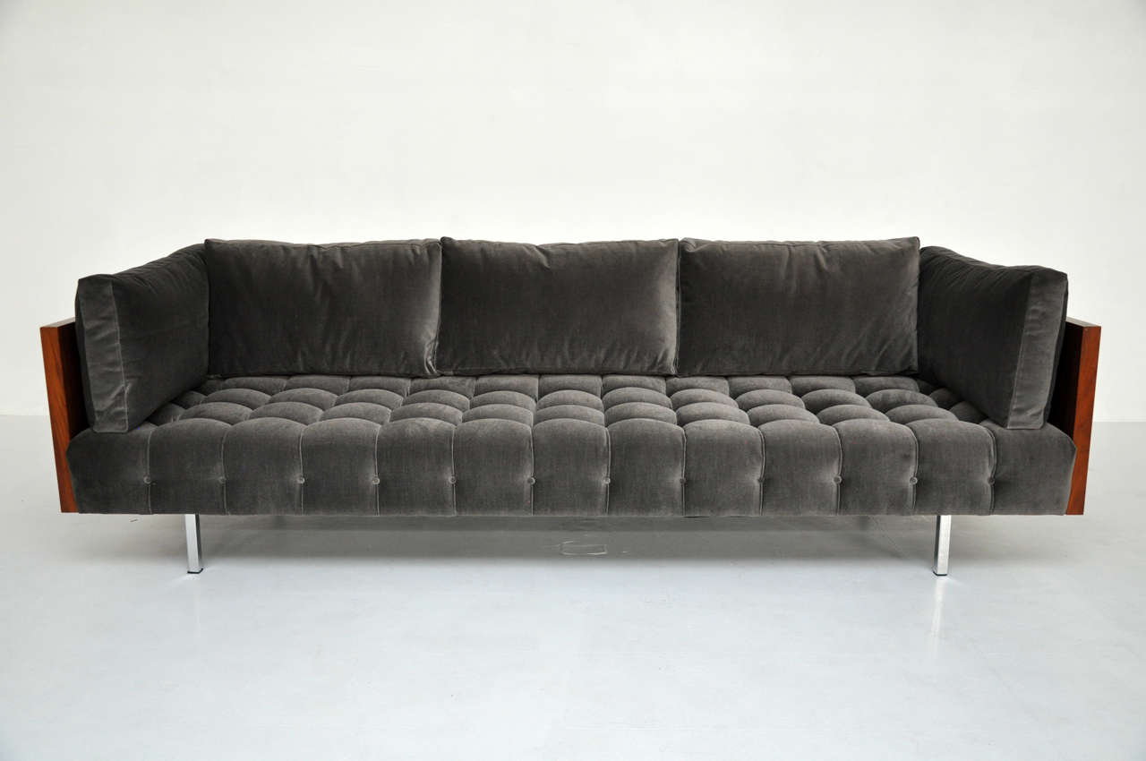 American Milo Baughman Walnut Case Sofa