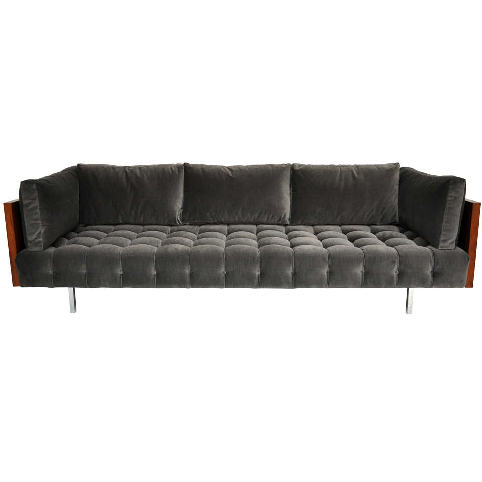 Milo Baughman Walnut Case Sofa