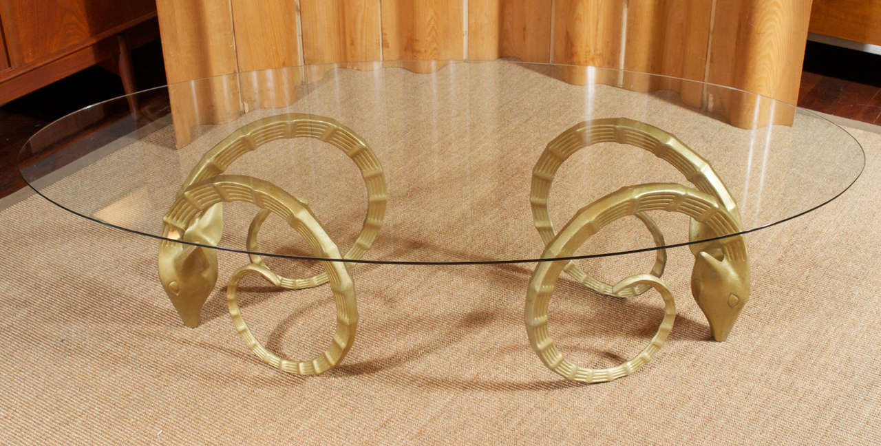 Hollywood Regency Rams Head Coffee Table