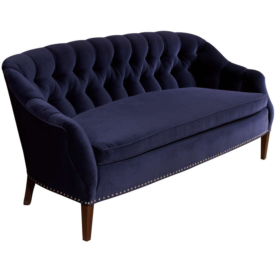 Tufted Velvet Loveseat at 1stdibs