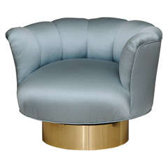 Hollywood Regency Silk Swivel Chair