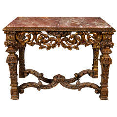 French Louis XIV Style Console, Marble Top