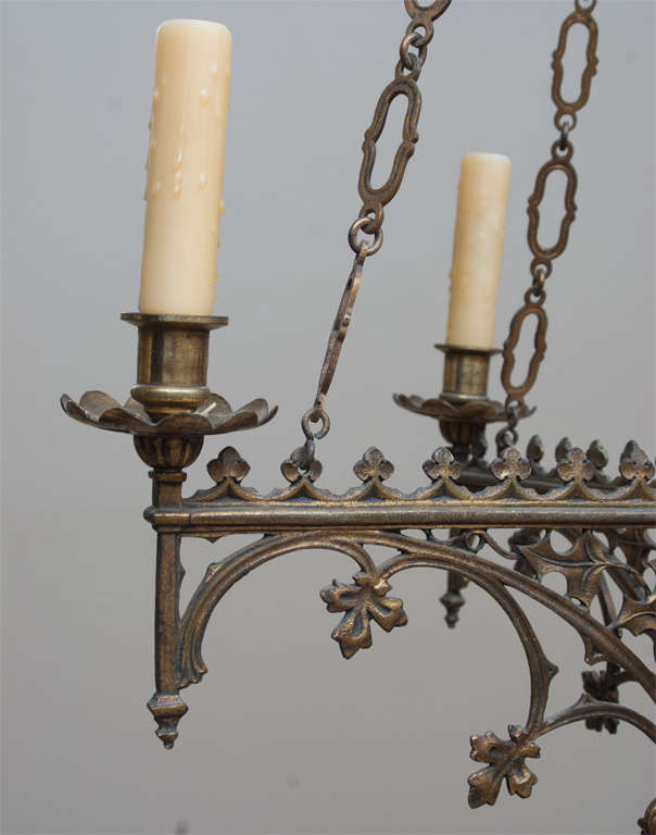 Unknown Pair of Continental Gothic Style, Four-Light Chandeliers