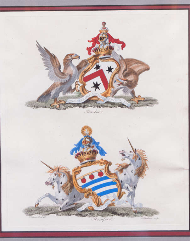 Late 18th Century Set of Four Armorial Engravings by Charles Catton For Sale