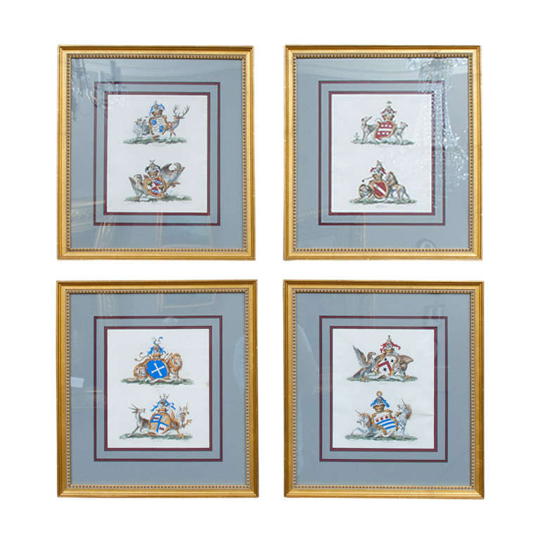 Set of Four Armorial Engravings by Charles Catton For Sale