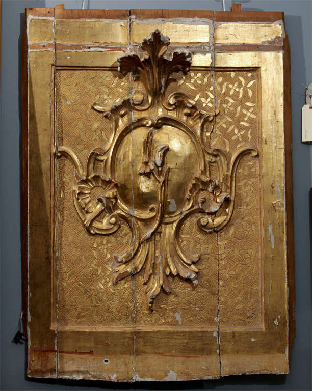  Italian carved wood gilt wall panel.  Hung as found with exposed edges- beautiful piece of art