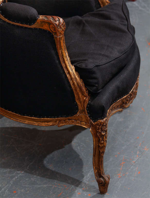 19th Century French Chair In Black Linen
