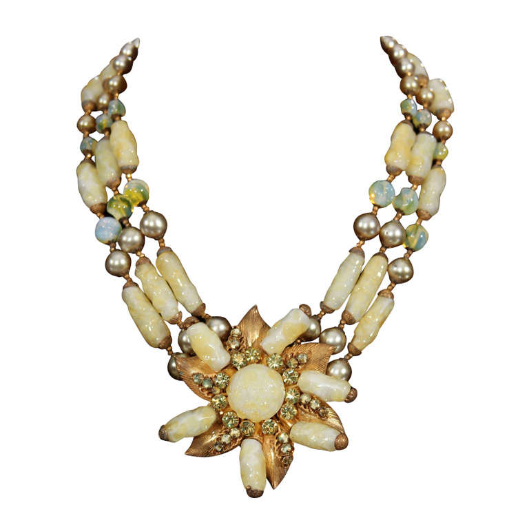 Yellow Miriam Haskell Necklace