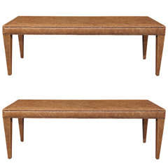 Pair Leather And Nailhead Benches