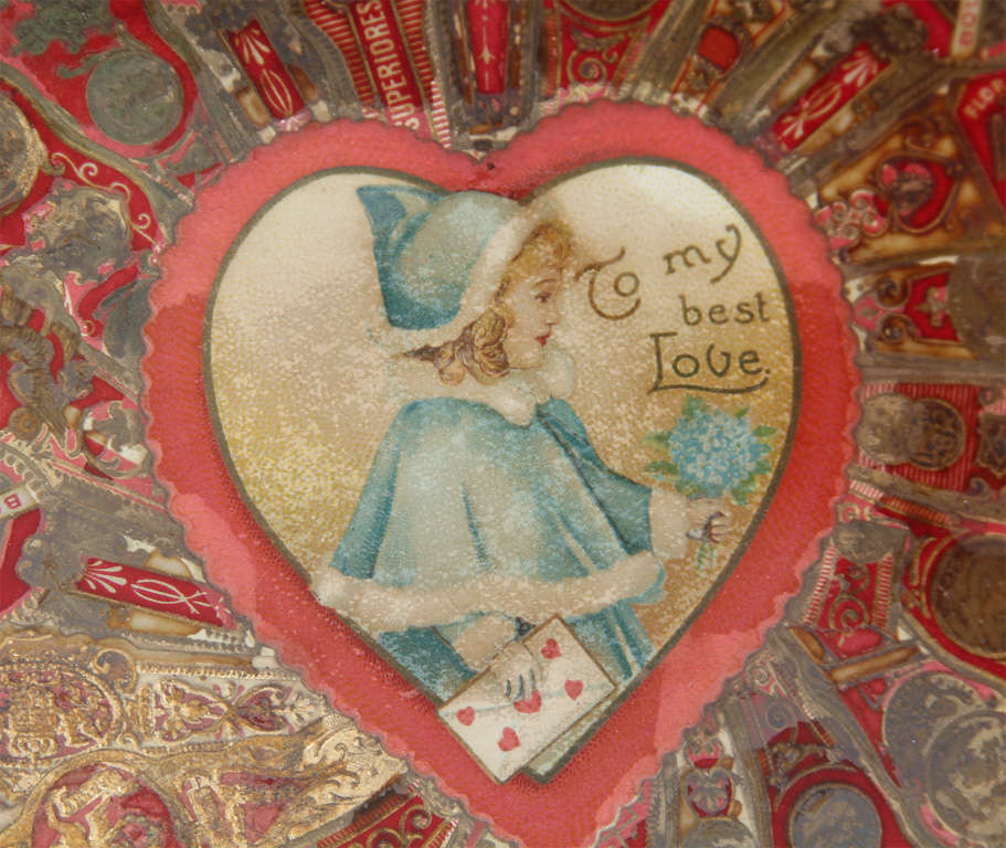 'To My Best Love' Cigar Band Folk Art Bowl In Good Condition For Sale In Seattle, WA