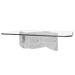 Architectural Lucite and Glass Rectangular Cocktail Table