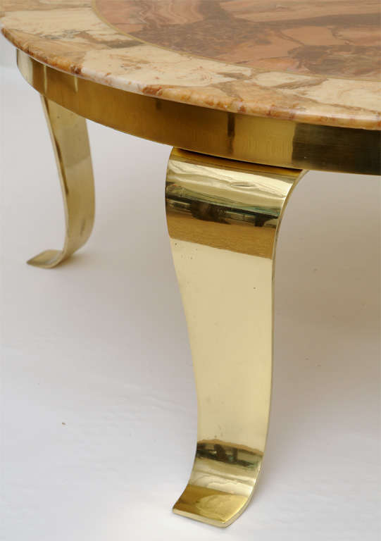 Mexican Onyx Marble and Brass Signed Cocktail Table 1