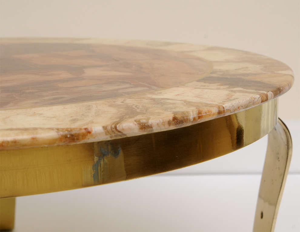 Mexican Onyx Marble and Brass Signed Cocktail Table 6