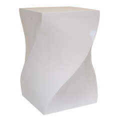 White Lacquered Resin Twisted Sculptural Side Table
