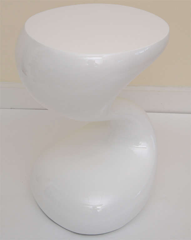 American White Lacquered Resin Sculptural Side Table