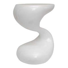 White Lacquered Resin Sculptural Side Table
