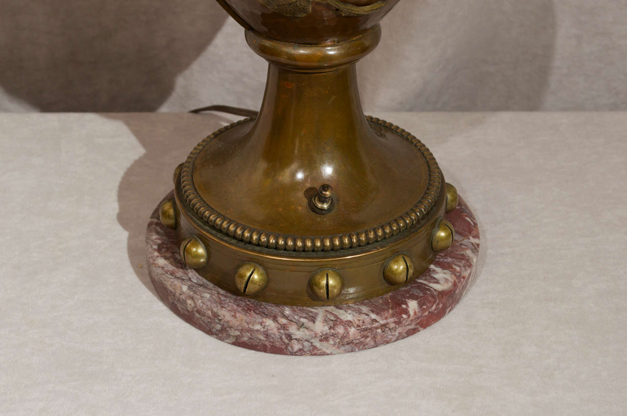 19th Century Aesthetic Period Newel Post Lamp