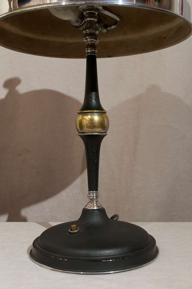 Art Deco Chrome and Brass Lamp In Excellent Condition In Petaluma, CA
