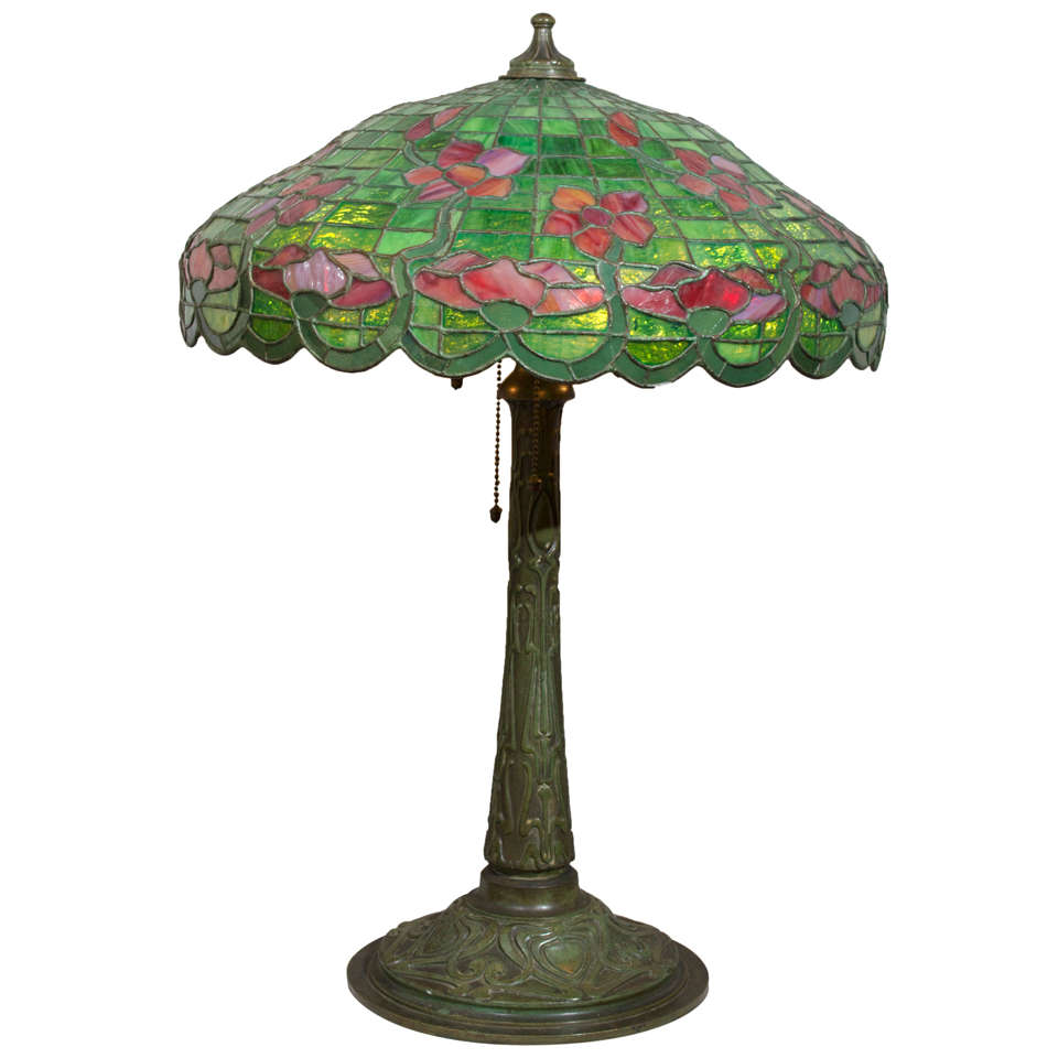 Leaded Glass Table Lamp by ''Gorham" at 1stDibs gorham lamps, gorham