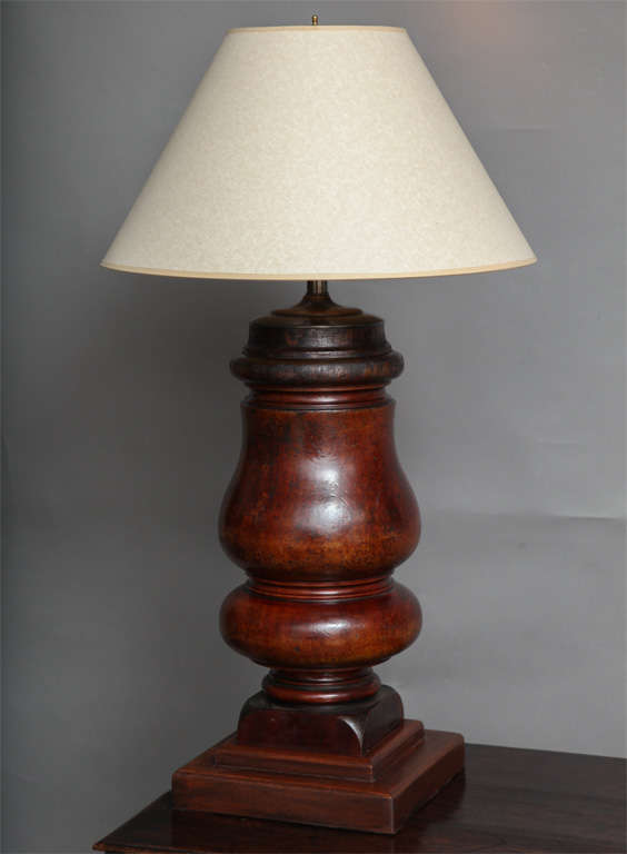 William IV Pair of 19th Century Solid Mahogany Turnings as Lamps