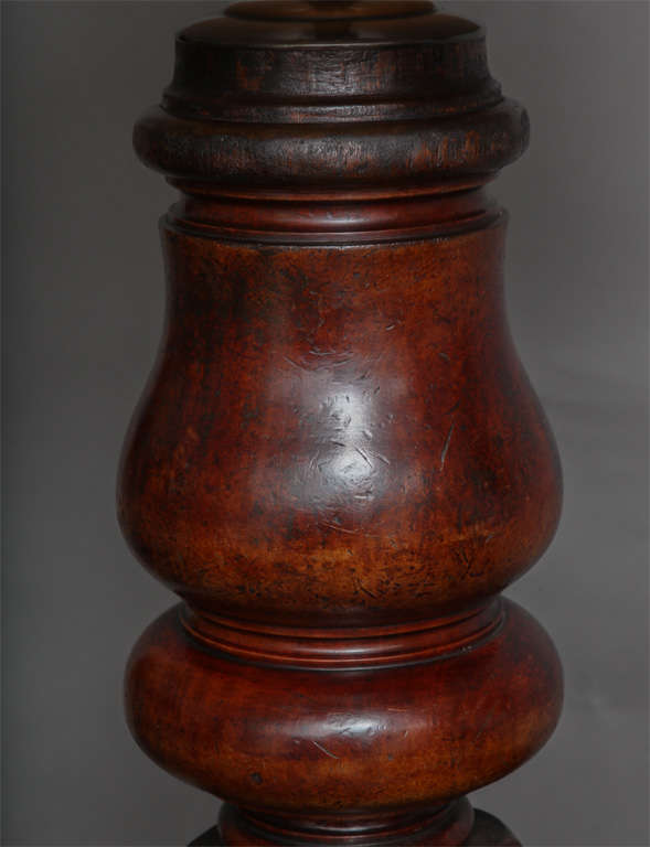 Pair of 19th Century Solid Mahogany Turnings as Lamps In Good Condition In Greenwich, CT