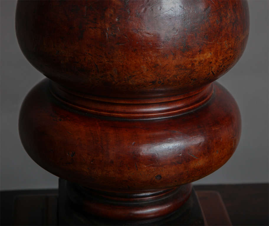 Pair of 19th Century Solid Mahogany Turnings as Lamps 1