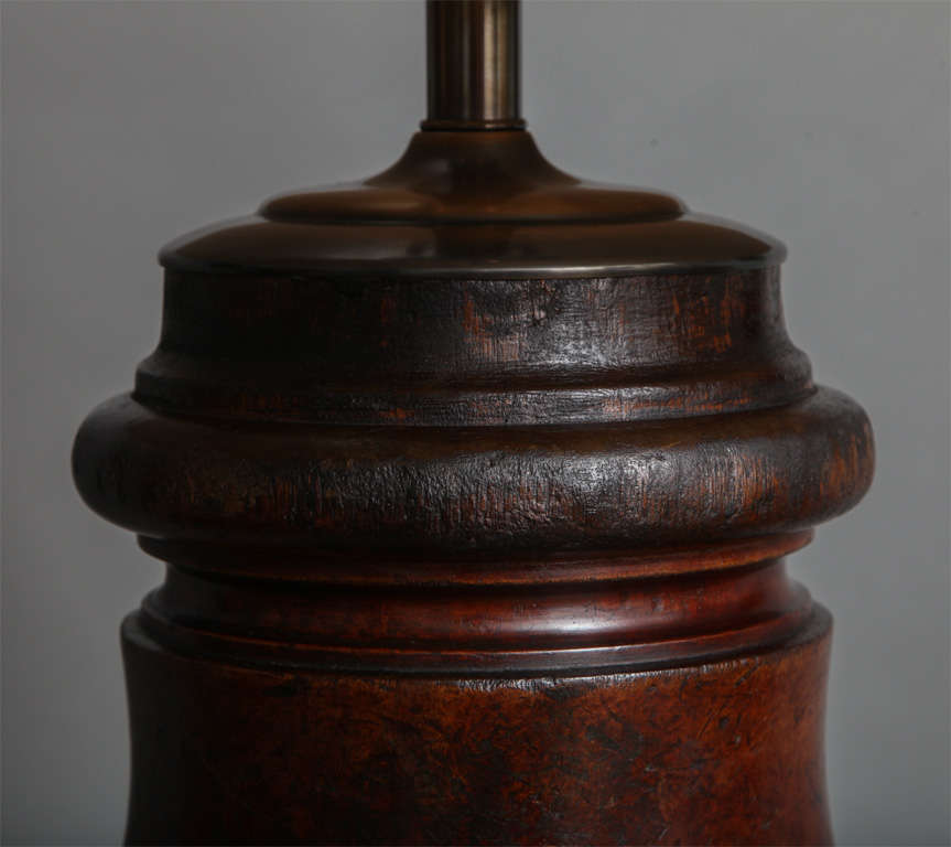 Pair of 19th Century Solid Mahogany Turnings as Lamps 2