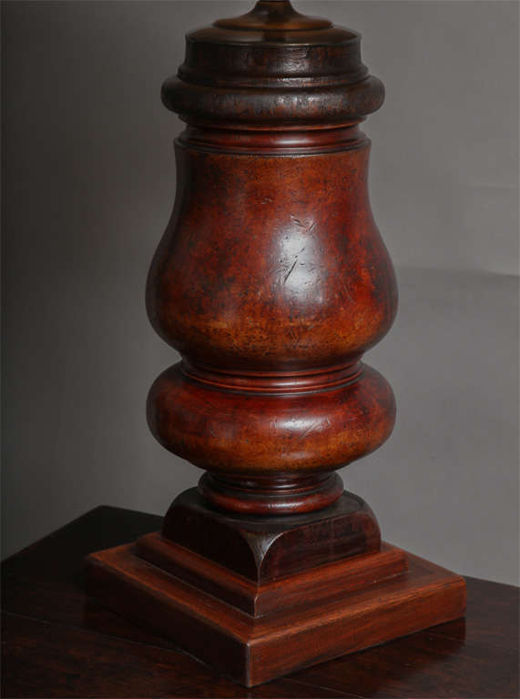 Pair of 19th Century Solid Mahogany Turnings as Lamps 3