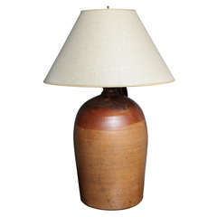 English Stoneware Molasses Barrel Lamp