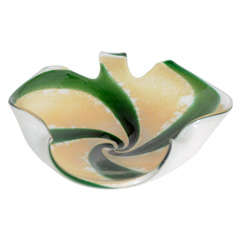 Stylized Leaf Design Murano Glass Bowl
