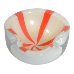 Murano Glass Bowl with Tangerine Swirl