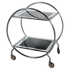 Art Deco Bar Cart With Vitrolite And Mirrored Accents