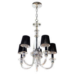 Glamorous 1940's FineCut Crystal Five Arm Chandelier with Spokes