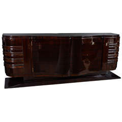 Spectacular Art Deco Macassar Sideboard With Streamline Details