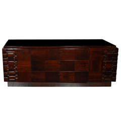 Modernist Mid-Century Sideboard/Chest With Cubist Detailing