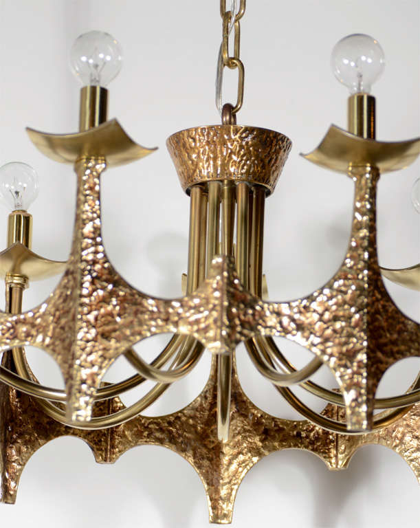 Mid-Century Modern Hammered Brutalist  Chandelier by Moe Bridges In Excellent Condition In New York, NY