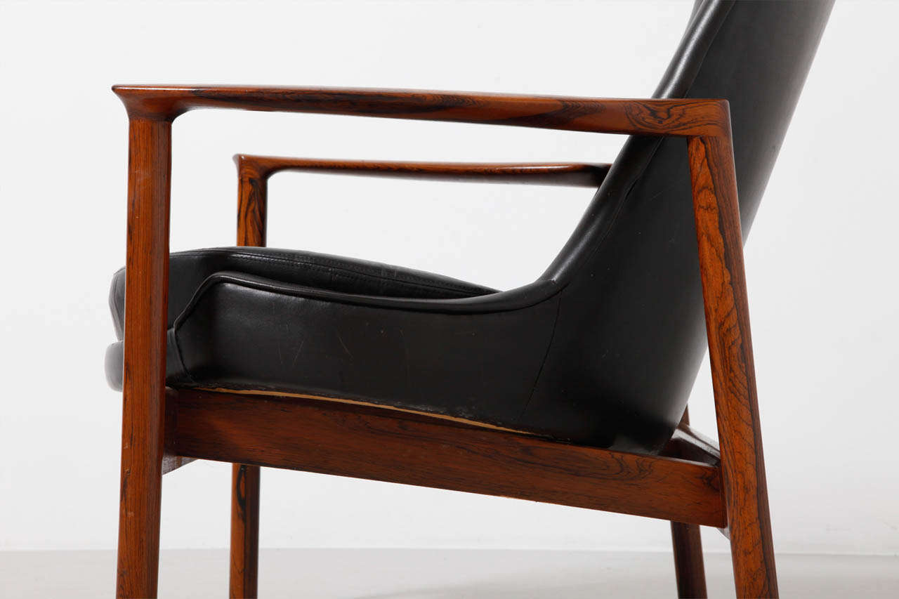 Mid-20th Century Large Wing Back Lounge Chair Designed by Ib Kofod-Larsen, Denmark For Sale