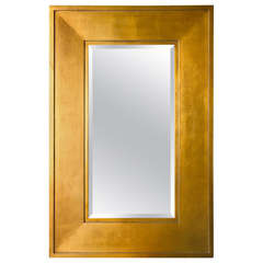 1970's Gold Framed Mirror with Beveled Mirror Glass